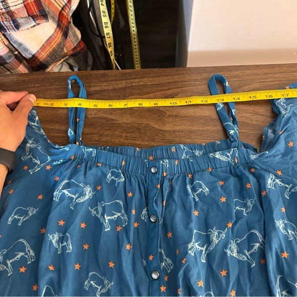 Cruel Blue Print Women's Top L - Picture 7 of 10